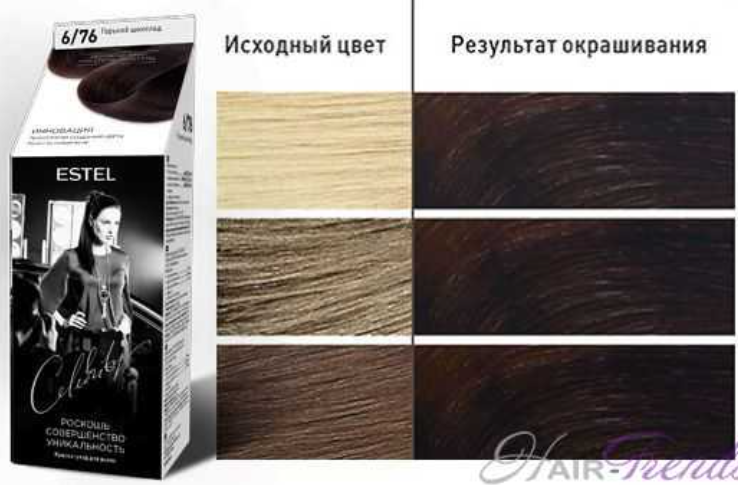 ESTEL / Краска-уход для волос CELEBRITY горький шоколад 140 мл, № 6/76
