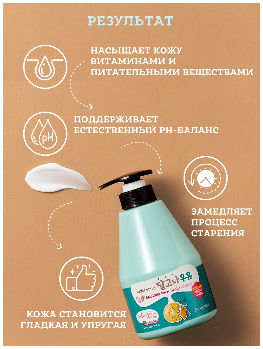 Welcos Kwailnara Dalgona Milk Body Lotion, Лосьон для тела с дальгоной и молоком 560 мл