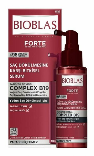 BIOBLAS Спрей против выпадения волос, Forte serum complex B-19, 100 мл