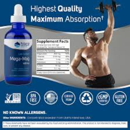 Trace Minerals , Mega-Mag с низким содержанием натрия, 400 мг, 118 мл (4 жидк. унции)