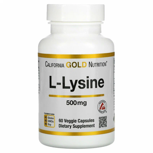 California Gold Nutrition L-Лизин 500 мг, 60 растительных капсул