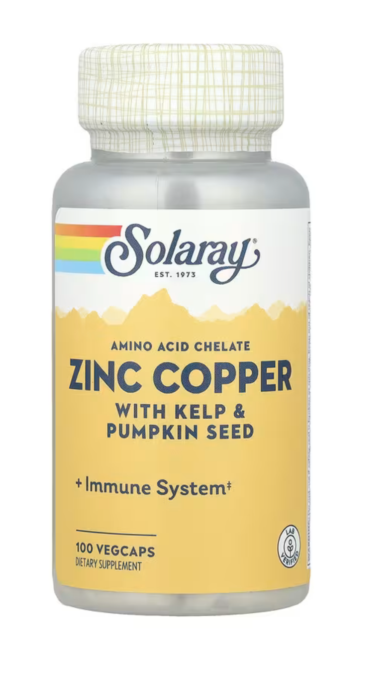 Solaray Цинк+Медь, 100 вег. капсул 