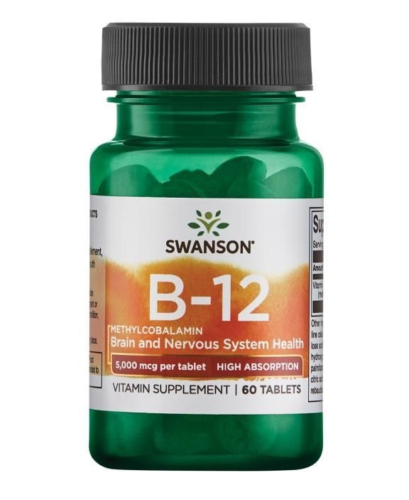 Swanson Vitamin B-12 Methylcobalamin, Витамин Б-12 Метилкобаломин 5000 mcg, 60 таблеток