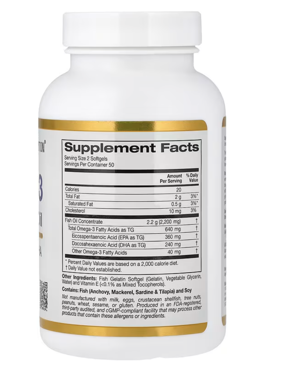 California Gold Nutrition Омега-3 Fish Oil, 100 капсул