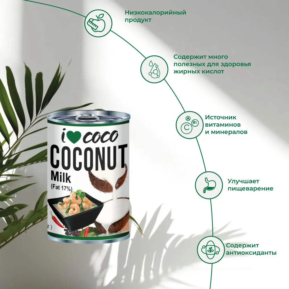 I LOVE COCO Кокосовое молоко 17%, 400 мл.ж/б