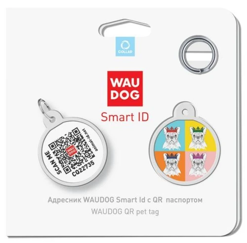 WAUDOG, Адресник Smart ID c QR-паспортом, Металл, Рисунок 