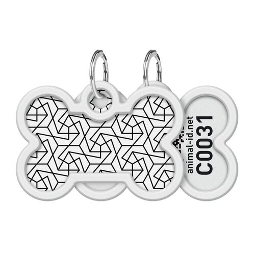 WAUDOG, Адресник Smart ID c QR-паспортом, Металл, Рисунок "Геометрия", Кость, 40*28 мм 