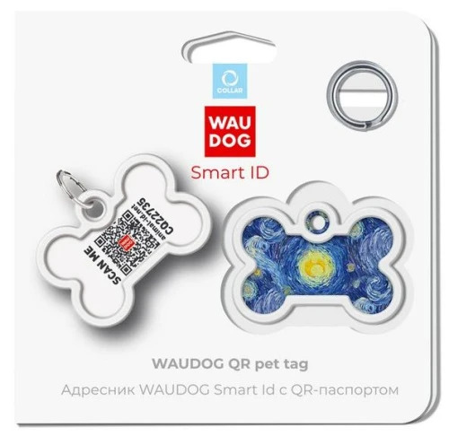 WAUDOG, Адресник Smart ID c QR-паспортом, Металл, Рисунок 