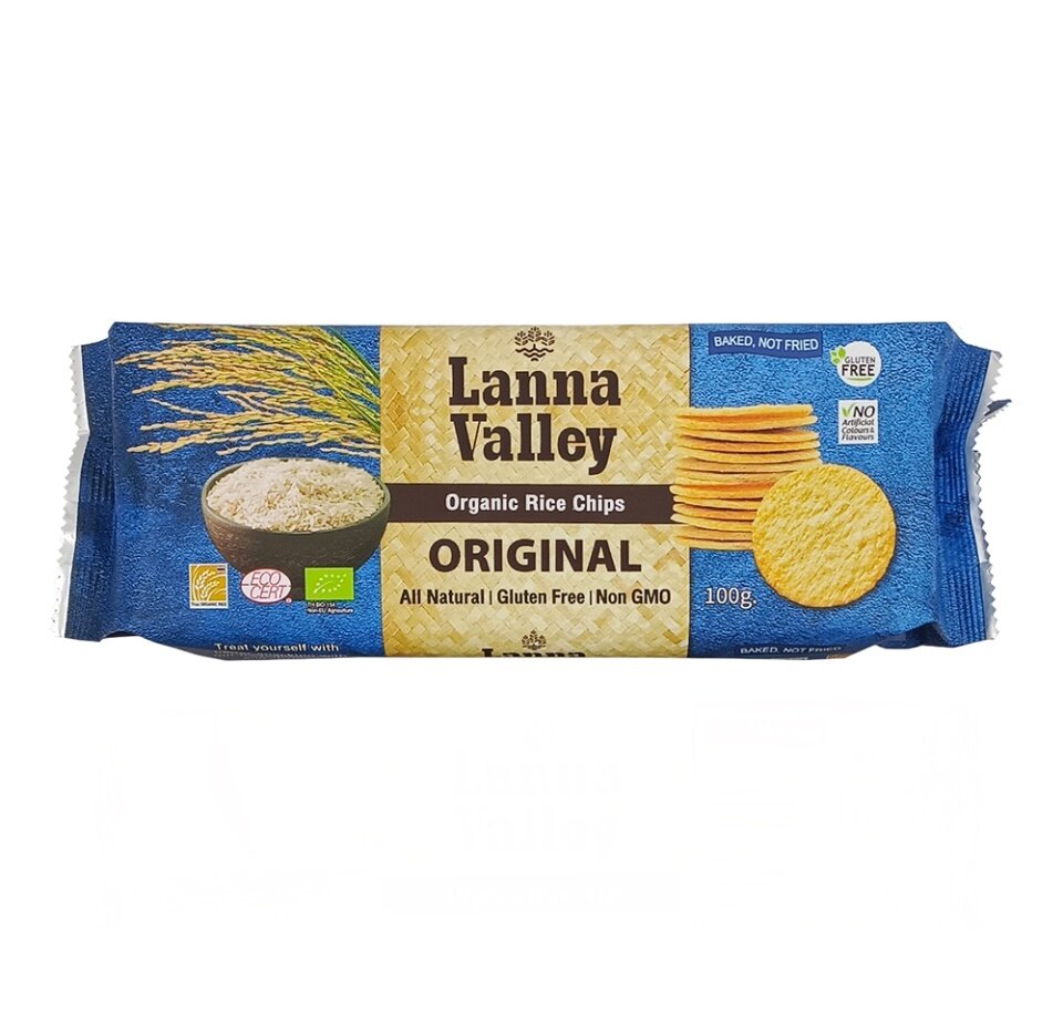 Lanna Valley, Рисовые чипсы с классическим вкусом, 100гр 