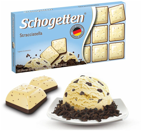 Schogetten Stracciatella, Белый шоколад с кусочками зерен какао, Темный шоколад 100г.