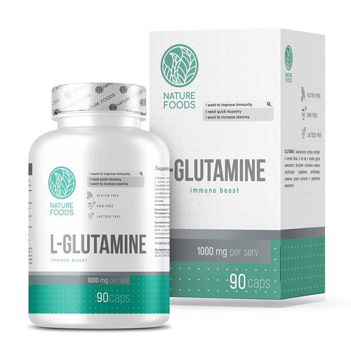 Nature Foods L-Glutamine, L-глютамин 1000 mg, 90 капсул