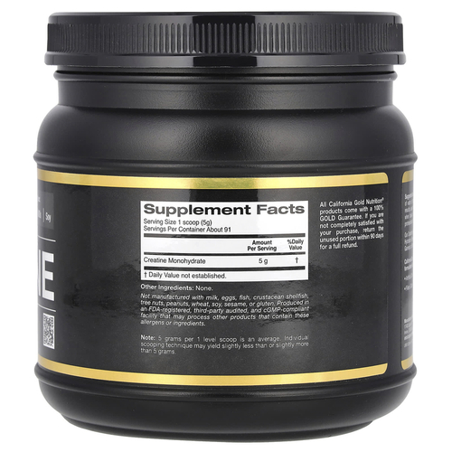 California Gold Nutrition Моногидрат креатина, без добавок Sport 454 г