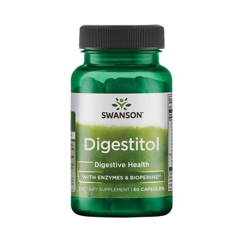 Swanson Digestitol, Комплекс ферментов с биоперином 60 капсул