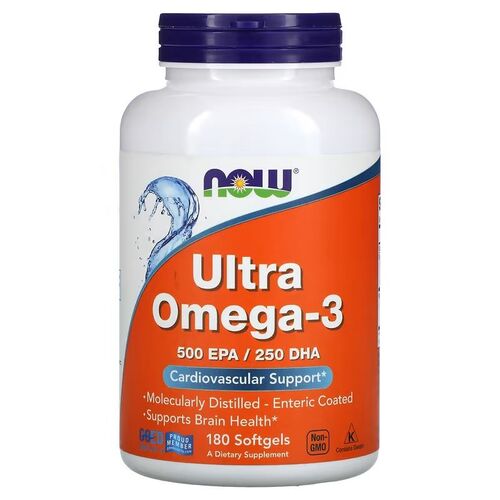 Now Foods Ultra Omega-3, Омега 3, 500 EPA/250 DHA 180 капсул