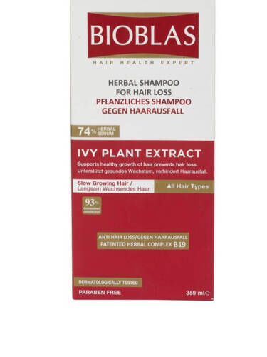 BIOBLAS Шампунь с экстрактом растения плющ для медленно растущих волос, Ivy plant extract 360 мл