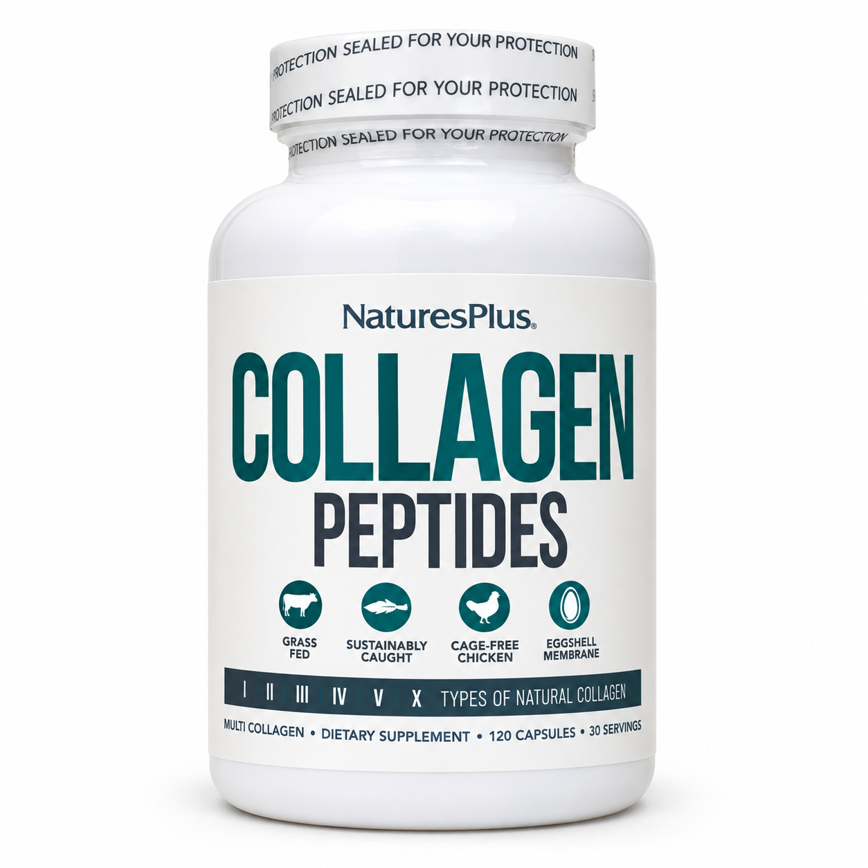 Nature's Plus, Коллаген Collagen Peptides, 120 капсул 