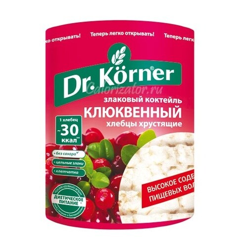 Dr.Korner Хлебцы сладкие злаковый коктейль Клюквенный, 100 гр