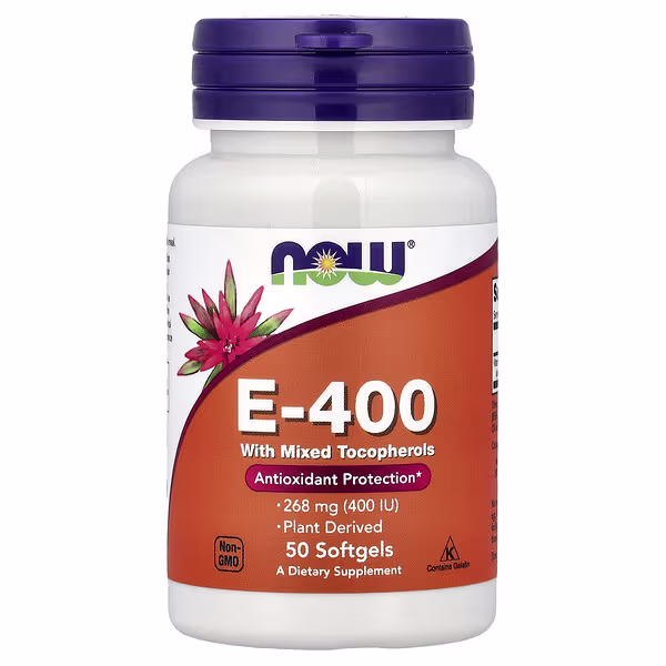 Now Foods Витамин Е-400 с комплексом Токоферолов, 50 гелевых капсул