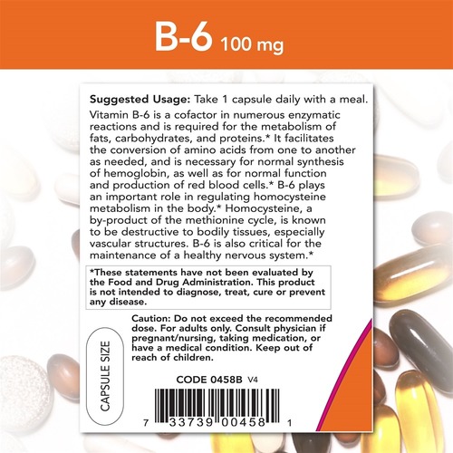 Now Foods Витамин B-6 100 мг 250 капсул