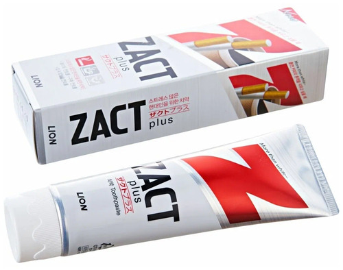 CJ LION, Зубная паста ОТБЕЛИВАЮЩАЯ удаляет налёт от сигарет и кофе, Zact Plus 150 гр 