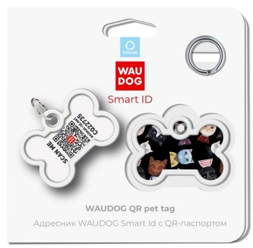 WAUDOG, Адресник Smart ID c QR-паспортом, Металл, Рисунок 