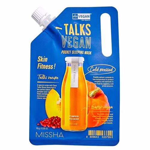 Missha Маска для лица с экстрактом тыквы и фасоли, Talks Vegan Squeeze Pocket Sleeping Mask 10 гр