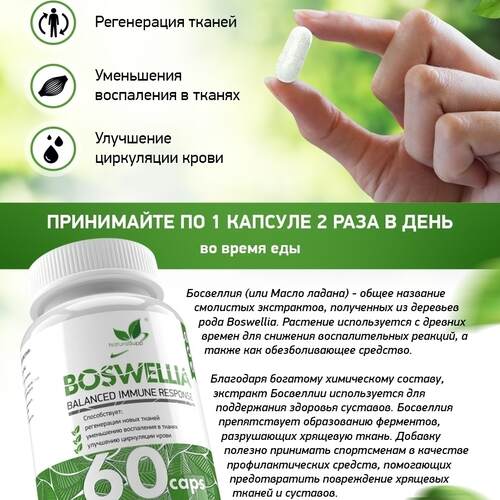 NaturalSupp Экстракт босвеллии 500 мг, 60 капсул