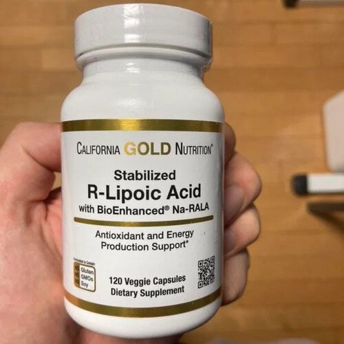 California Gold Nutrition, стабилизированная R-липоевая кислота, 120 растительных капсул