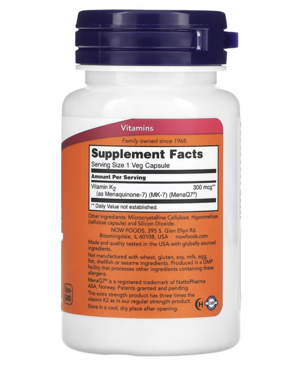 Now Foods Витамин K-2 МК-7, 300 мкг, 60 капсул