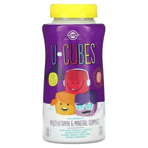 Solgar, U-CUBES мультивитамины и микроэлементы для детей со вкусом ягод, 120 жевательных таблеток