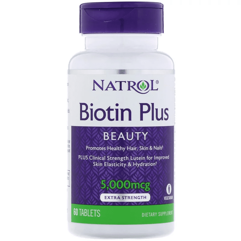 Natrol Биотин + Лютеин 5000 мкг/10 мг, 60 таблеток