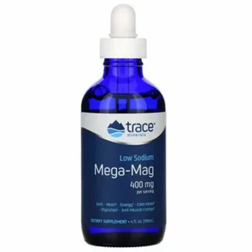 Trace Minerals , Mega-Mag с низким содержанием натрия, 400 мг, 118 мл (4 жидк. унции)