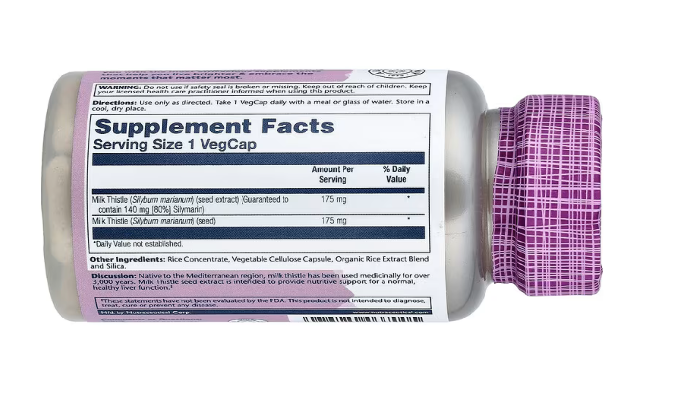 Solaray Экстракт Расторопши, Milk Thistle Extracts 175 мг,60 вег. капсул