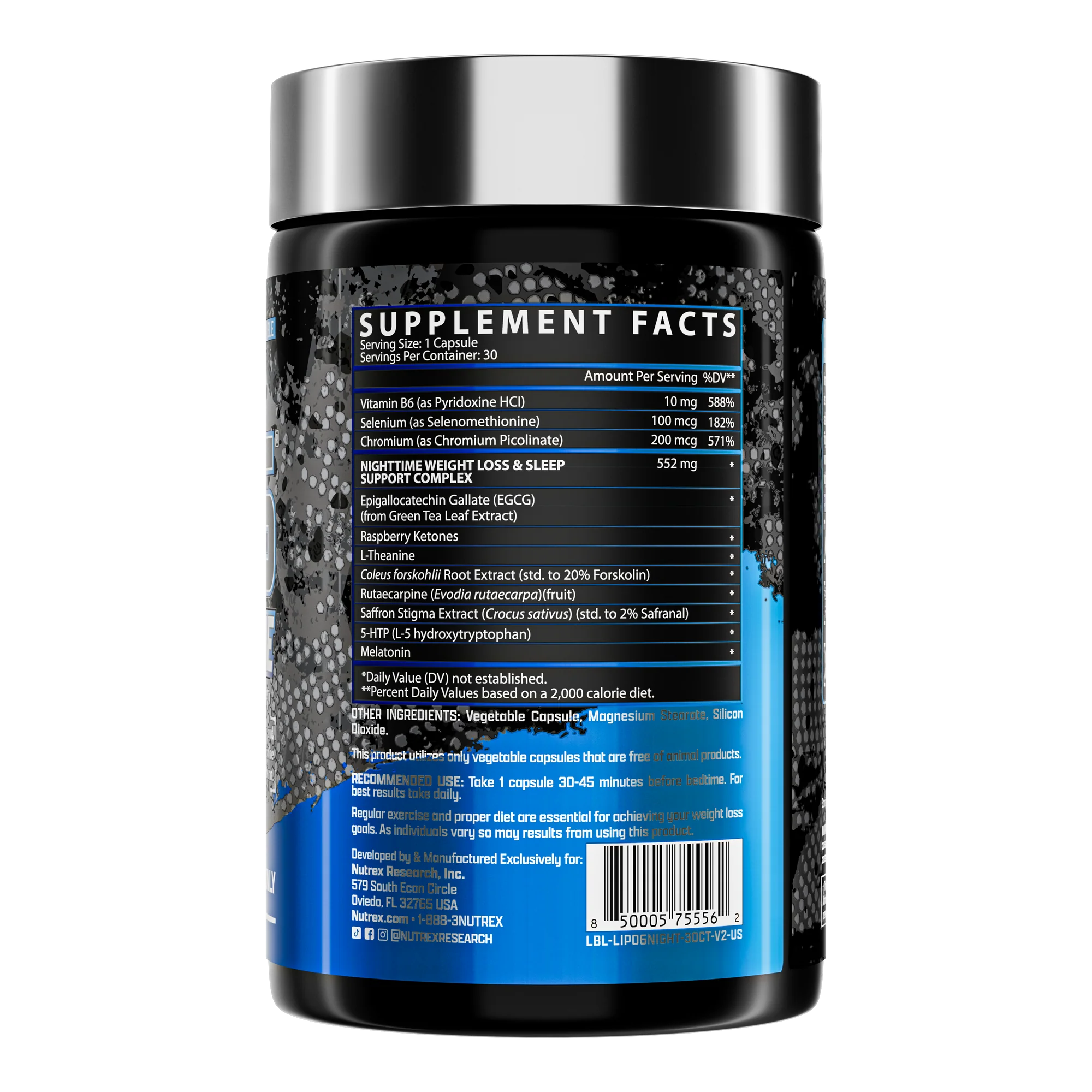 Nutrex Жиросжигатель, Lipo 6 Black Night Time Ultra Concentrate, 30 капсул		
