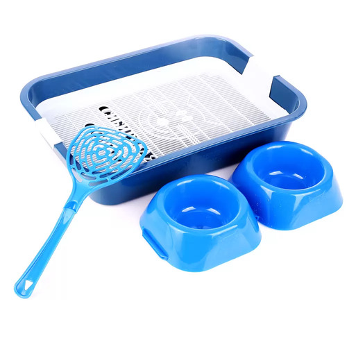 Сибирская Кошка, НАБОР, Туалет эконом с бортиком, Миска двойная, Совок  