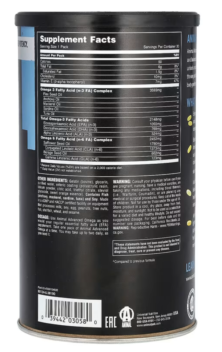 Universal Nutrition Animal Омега НЖК  30 порций