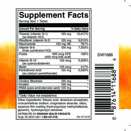 Swanson Vitamin B-125 complex, 100 таблеток