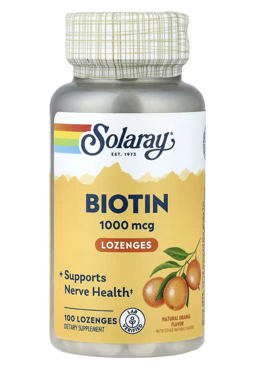 Solaray Биотин, Biotin со вкусом апельсина 1000 мкг, 100 леденцов 