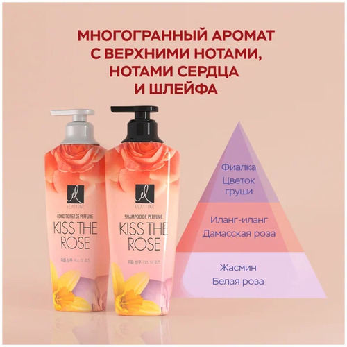 Elastine, Кондиционер Парфюмированный для Всех Типов Волос, Kiss the rose Conditioner 600 мл