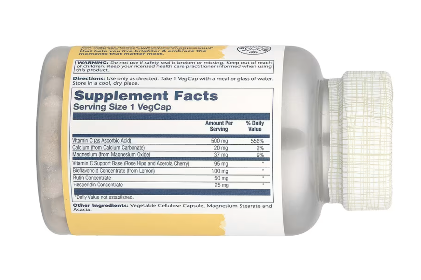 Solaray Витамин С с Биофлавоноидами, Vitamin C with Bioflavonoid Concentrat 500 мг, 100  вег. капсул