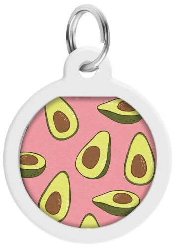 WAUDOG, Адресник Smart ID c QR-паспортом, Металл, Рисунок "Авокадо 2", Круг, 30 мм 