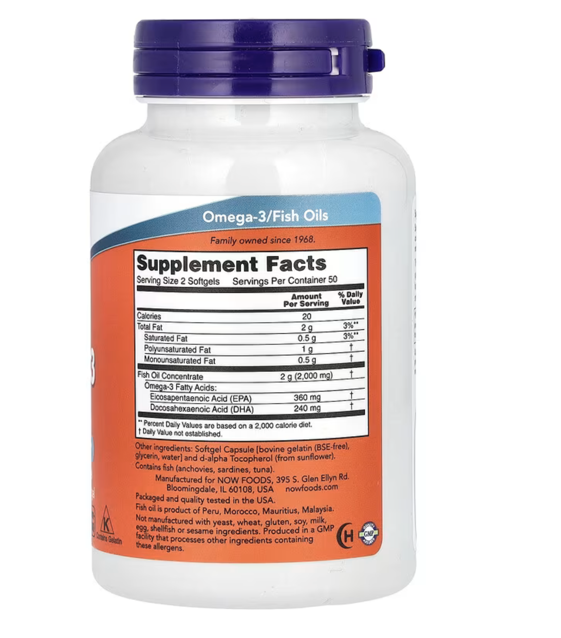 Now Foods Омега-3 1000 мг, 100 капсул