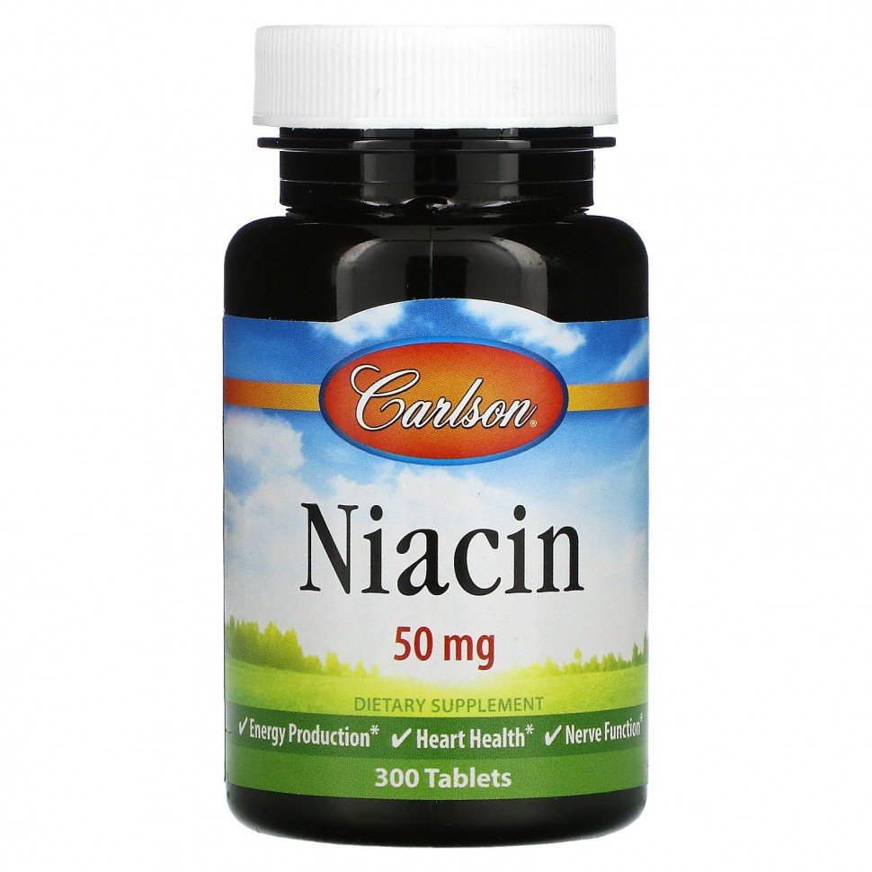 Carlson Labs Niacin, Ниацин 50 мг, 300 таблеток