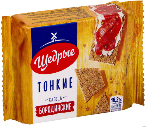 Щедрые, Хлебцы бородинские тонкие, 170 гр