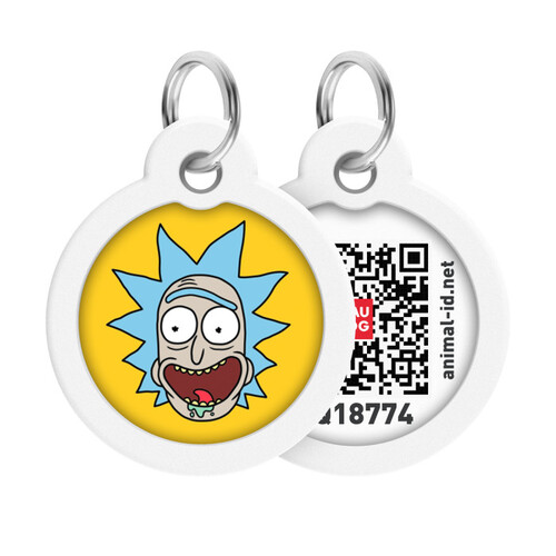 WAUDOG, Адресник Smart ID c QR-паспортом, Металл, Рисунок "Рик и Морти 3", Круг, 25 мм 