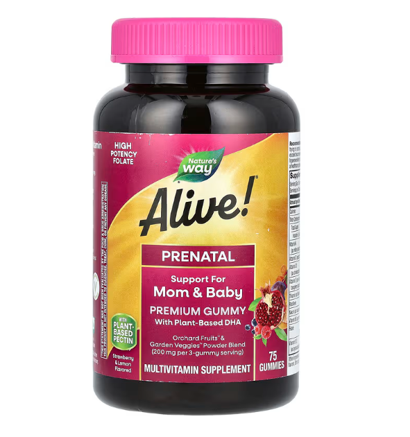 Nature's Way, Витамины для Беременных и Кормящих, Alive! Daily Support Premium Prenatal, 75 жев/таб 