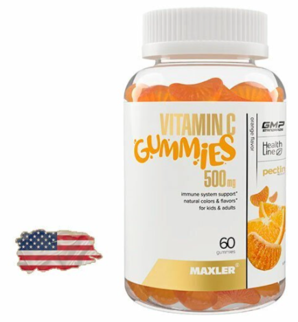 Maxler Витамин С 500 мг, Gummies KIDS 60 мармеладных конфет