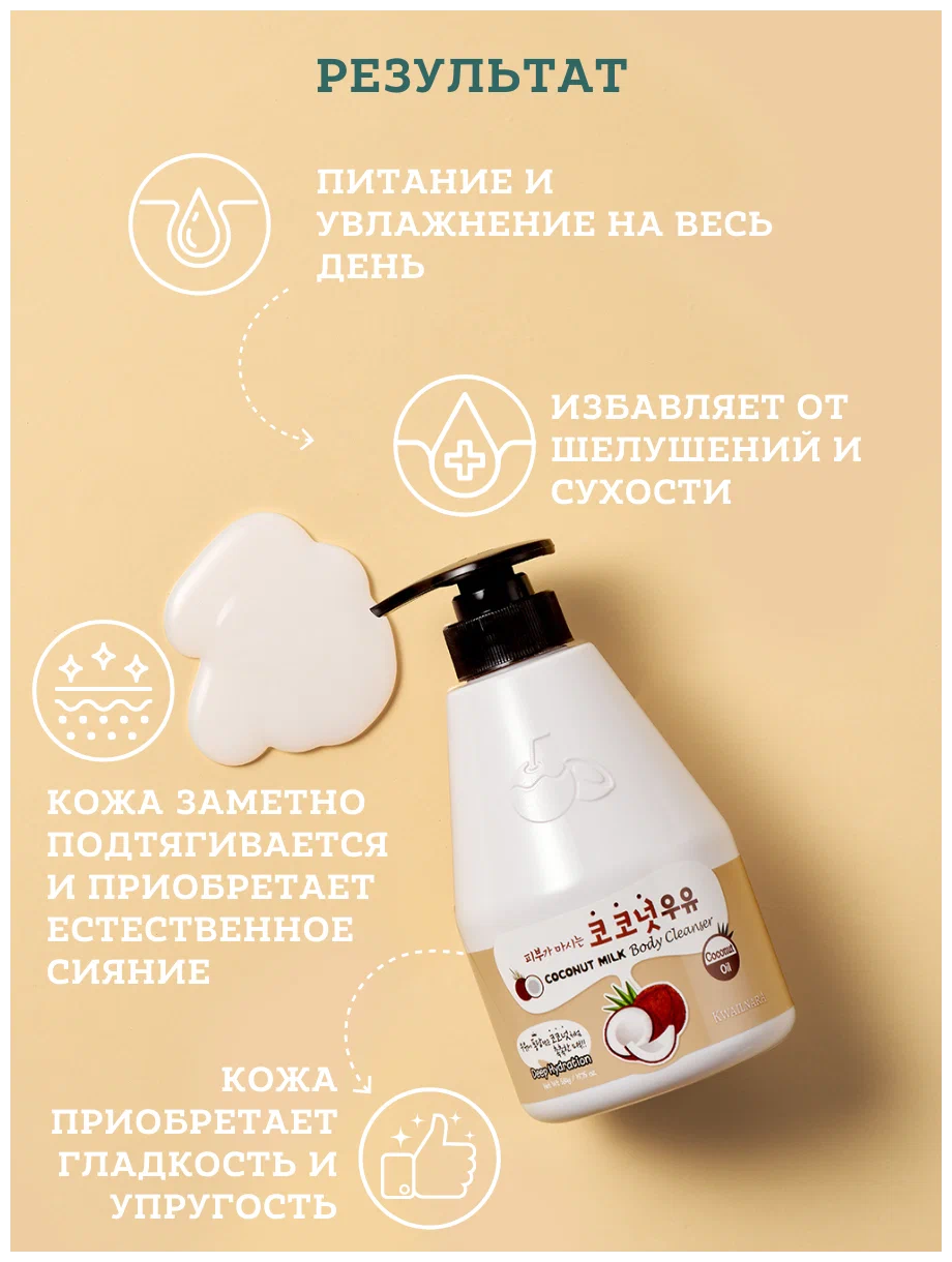 Welcos Kwailnara Coconut Milk Body Cleanser,Гель для душа с кокосовым молочком 560 мл