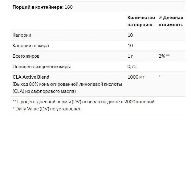 Nutrex Линолевая кислота, CLA 180 капсул