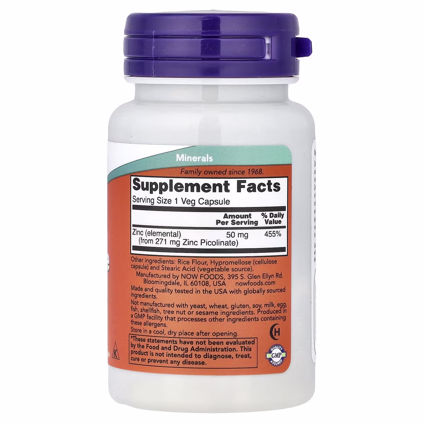 Now Foods Цинк пиколинат 50 мг, 30 капсул
